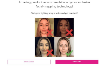 amazing cosmetics case study: Screenshot of Tangent's Selfie quiz asking shoppers to