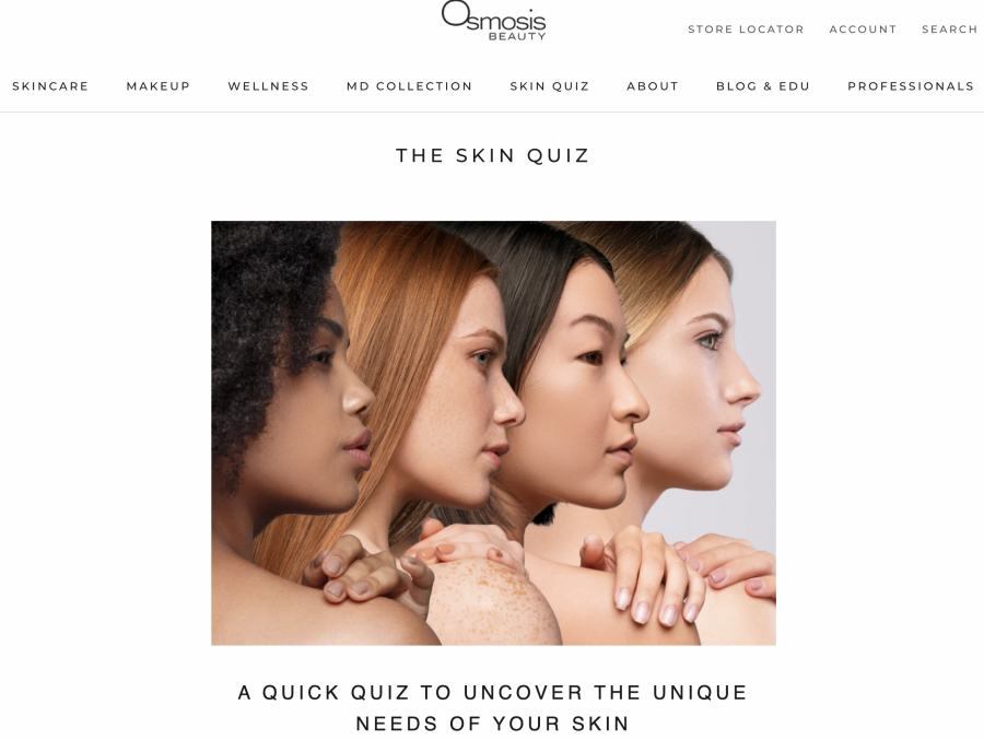 Screenshot of Osmosis Beauty Skincare Quiz